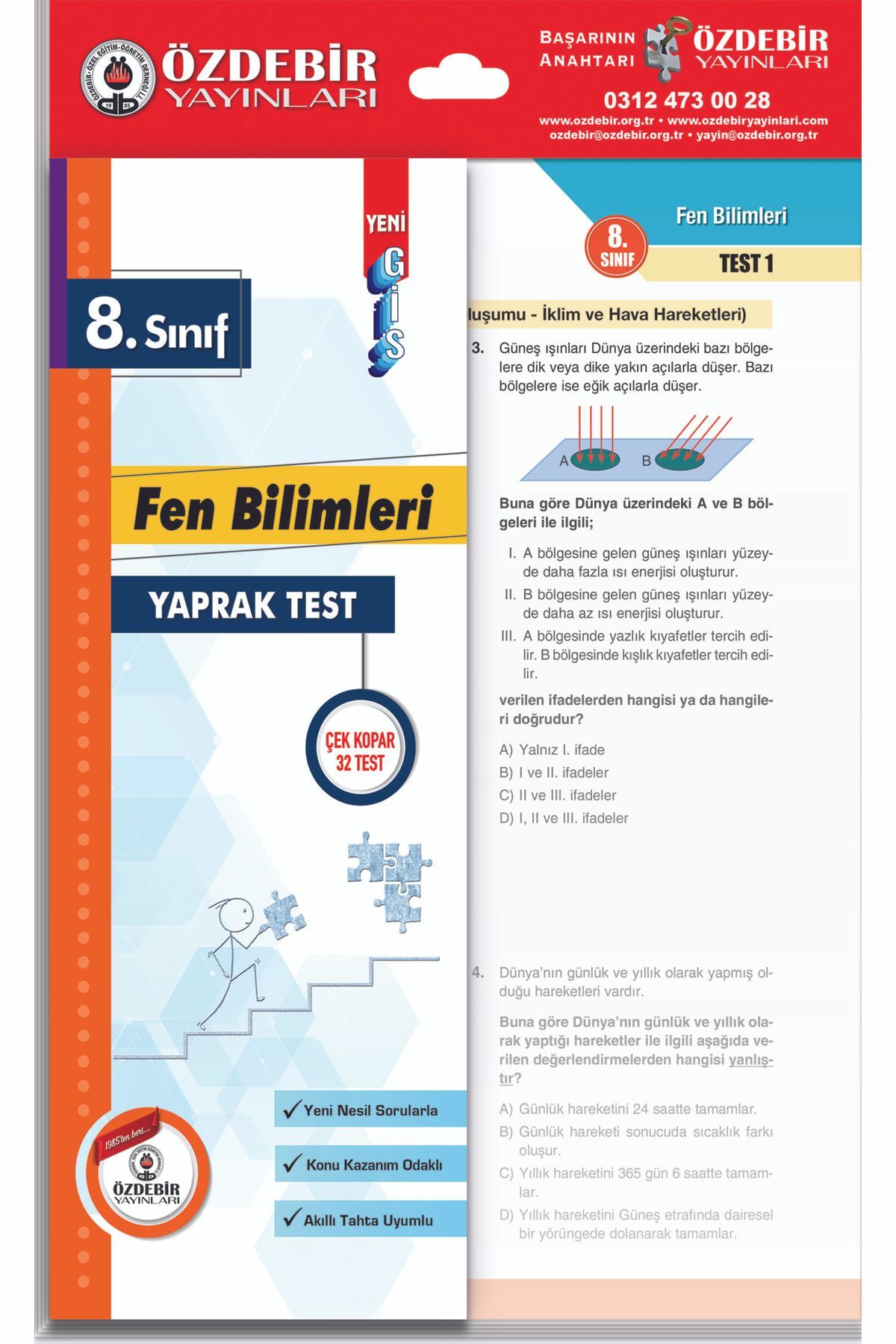 Özdebir Yayınları 8.Sınıf LGS 3'lü Yaprak Test Seti (Türkçe-Fen-Matematik) - Görsel 3