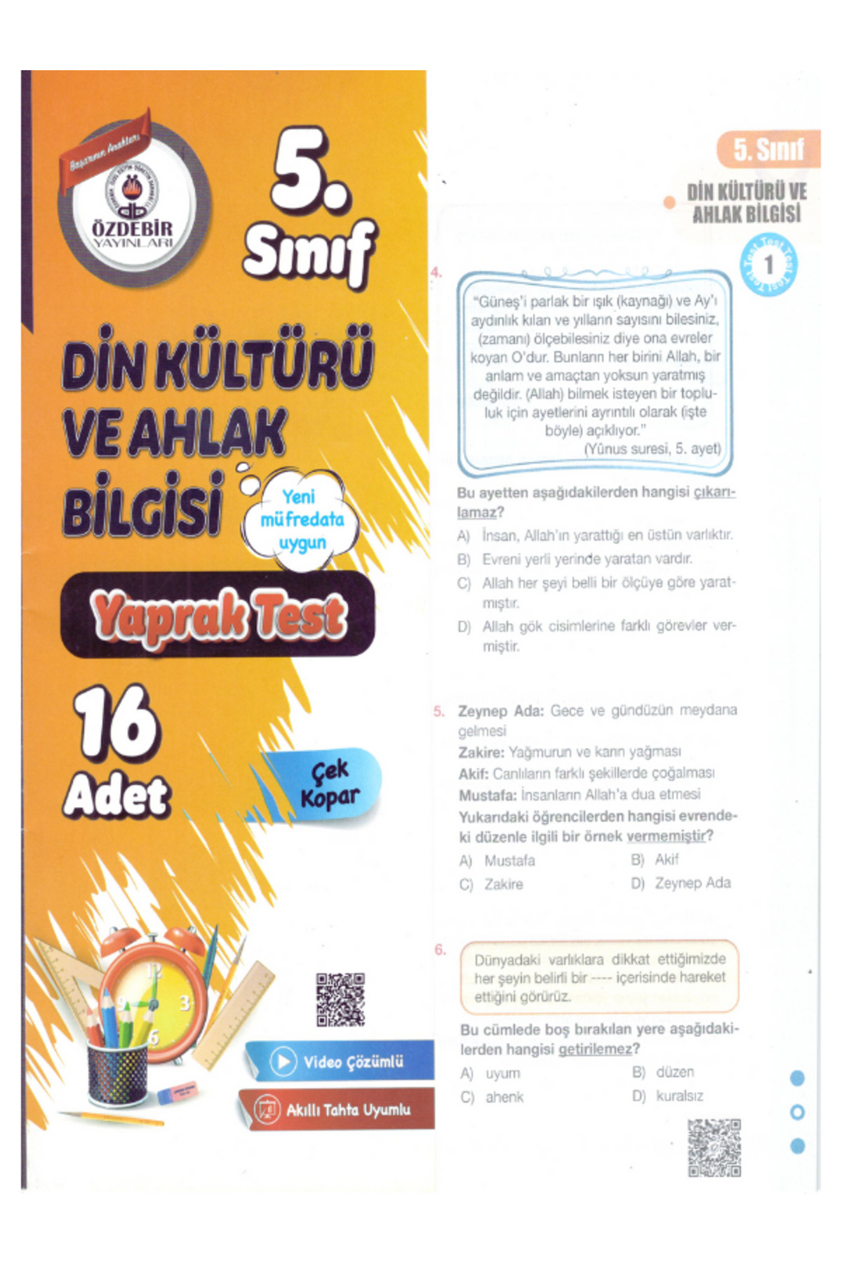 Özdebir Yayınları 5.Sınıf Din Kültürü ve Ahlak Bilgisi Yaprak Test - Görsel 3
