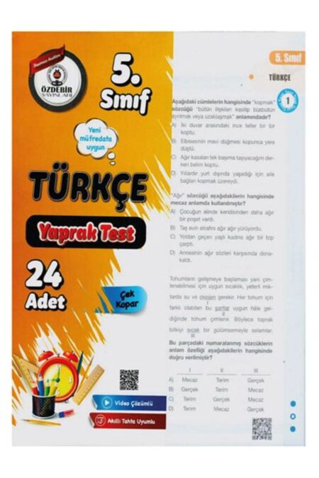 Özdebir Yayınları 5.Sınıf Yeni Müfredat Türkçe Yaprak Test