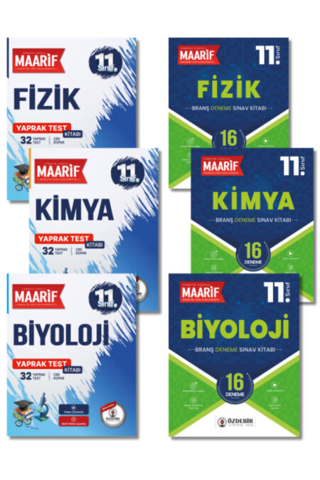 11.Sınıf Fen Bilimleri Branş Deneme ve Yaprak Test Seti Fizik,Kimya,Biyoloji (Maarif Modeli'ne Göre Hazırlanmıştır)