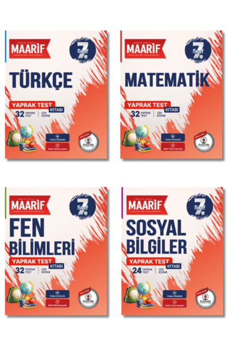7.Sınıf Türkçe,Matematik,Sosyal Bilgiler,Fen Bilimleri Yaprak Test Seti (Maarif Modeli'ne Göre Hazırlanmıştır)