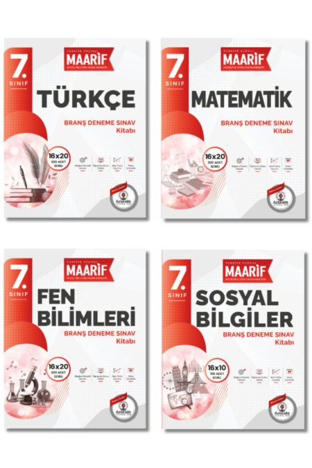 7.Sınıf Türkçe,Matematik,Sosyal Bilgiler,Fen Bilimleri Branş Deneme Seti (Maarif Modeli'ne Göre Hazırlanmıştır)